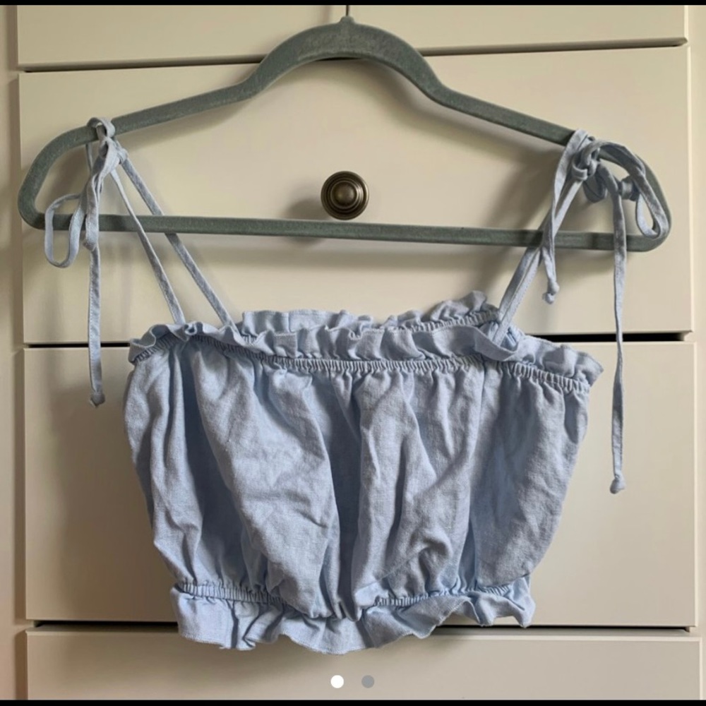 baby blue ruffled tank